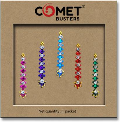 Comet Busters Designer Bridal Long Bindi (BV027) Forehead Multicolor Bindis