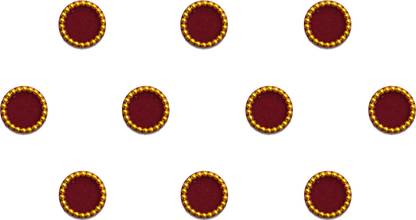 Comet Busters Maroon Round Velvet Bindi with Gold Beads (6mm) (BV116) Forehead Maroon Bindis