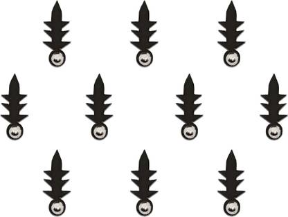 Comet Busters Fancy Black Traditional Bindis With Silver Beads (BV1425) Forehead Black Bindis