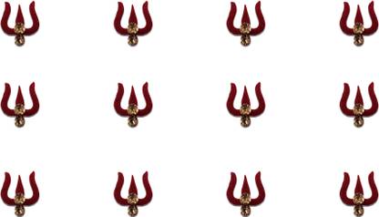 Comet Busters Fancy Maroon Trishul Design Bindi With Stone Work (6cm) (BV1140) Forehead Maroon Bindis