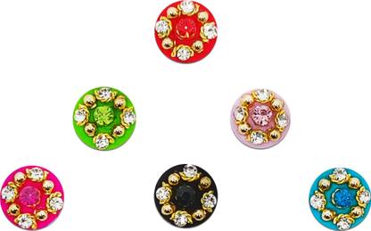 Comet Busters Round Multicolor Velvet Bindis With Stone Work (BV1361) Forehead Multicolor Bindis