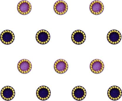 Comet Busters Round Purple and Lilac Bindi With Gold Beads Border (4 mm) (BV243) Forehead Multicolor Bindis