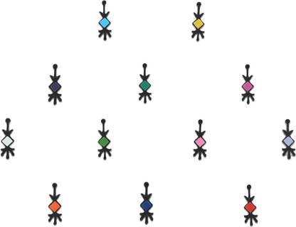 Comet Busters Party wear Black Bindi with Multicolor Squares (BV410) Forehead Multicolor Bindis