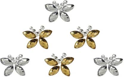 Comet Busters Beautiful Gold and Silver Butterfly Stone Face Gems Bindis (BV1692) Forehead Multicolor Bindis