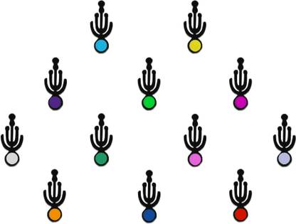 Comet Busters Beautiful Black Bindi with Multicolored dots (BV405) Forehead Black Bindis