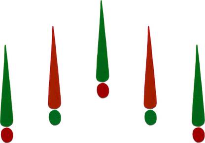 Comet Busters Red and Green Traditional Long Bindis (25 mm) (BIN493) Forehead Multicolor Bindis