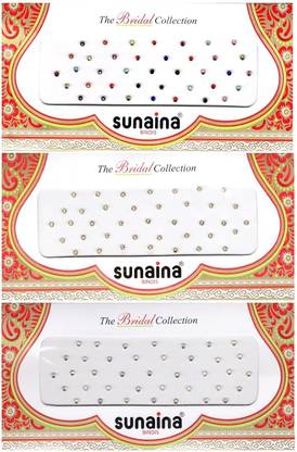SUNAINA Small Round MultiColor|Golden|Silver Shiny Stone Matching Tikka Bindi for Women FOREHEAD Multicolor Bindis