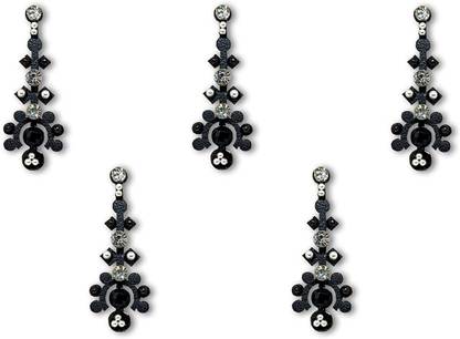 Comet Busters Handcrafted Black Bindis with Silver Stones (BV1927) Forehead Black Bindis