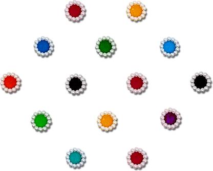 Comet Busters Multicolor Round Bindi With Pearl Border (5mm) (BIN1998) Forehead Multicolor Bindis