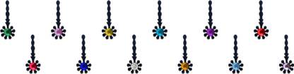 Comet Busters Traditional Black With Multicolor Crystal Bindi (BV226) Forehead Black Bindis