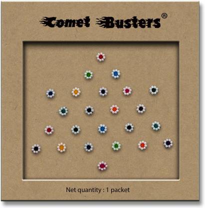 Comet Busters Multicolor Velvet Round Bindi With Pearl Border (3mm) (BV1999) Forehead Multicolor Bindis