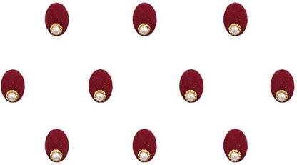 Comet Busters Oval Maroon Bindi With Pearl (10 mm) (BIN1052) Forehead Maroon Bindis