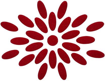 Comet Busters Handcrafted Red Velvet Oval Bindis (BV1865) (9 mm) Forehead Red Bindis