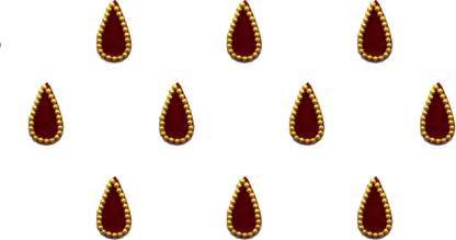 Comet Busters Traditional Maroon Tear Drop Bindis With Golden Border (10mm) (BV1157) Forehead Maroon Bindis