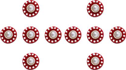 Comet Busters Round Maroon Bindi With Pearl Dot (6 mm) (BV521) Forehead Maroon Bindis