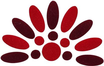 Comet Busters Handcrafted Red and Maroon Velvet Oval Bindis (BV1896) (15 mm) Forehead Multicolor Bindis