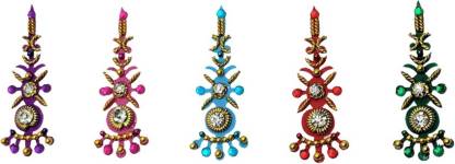 Comet Busters Beautiful Handcrafted Multicolor Bridal Long Bindis Forehead Multicolor Bindis