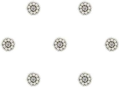 Comet Busters Beautiful Silver Round Bindi With Silver Beads Border (7mm) (BV1674) Forehead Silver Bindis