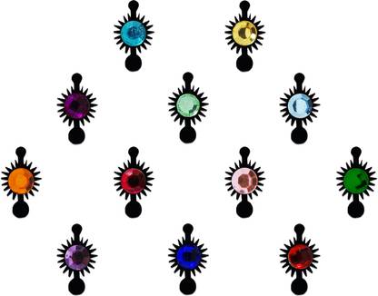 Comet Busters Beautiful Black Bindi With Multicolor Stones (BV285) Forehead Black Bindis