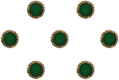 Comet Busters Green Round Velvet Bindi With Gold Stone Border (10mm) (BV1656) Forehead Green Bindis
