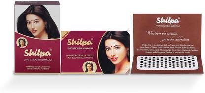 Shilpa Vive Sticker Kumkum Bindi (8, Black) (Box Contains 15 Packs) Forehead Black Bindis