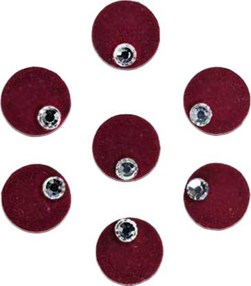 Comet Busters Round Maroon Velvet Bindi With Silver Stone (8 mm) (BV450) Forehead Maroon Bindis