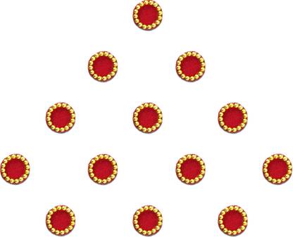 Comet Busters Handcrafted Round Red Bindi With Gold Beads Border (5 mm) (BV806) Forehead Red Bindis