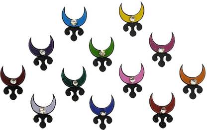 Comet Busters Fancy Multicolor Moon Bindi With Silver Stone (BV1529) Forehead Multicolor Bindis