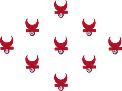 Comet Busters Moon Shaped Red Bindi With Silver Stone (BV908) Forehead Red Bindis