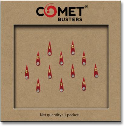 Comet Busters Handcrafted Small Red Tilak Bindis With Stones (BV1830) Forehead Red Bindis