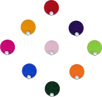 Comet Busters Single Stone Multicolor Round Velvet Bindi (6 mm) (BIN592) Forehead Multicolor Bindis  (With Diamond)
