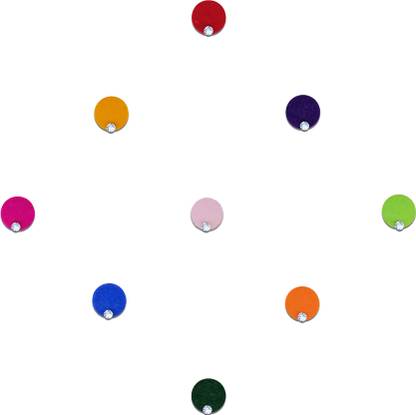 Comet Busters Single Stone Multicolor Round Velvet Bindi (4 mm) (BIN595) Forehead Multicolor Bindis  (With Diamond)