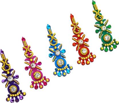 Comet Busters Beautiful Handcrafted Multicolor Bridal Long Bindis Forehead Multicolor Bindis