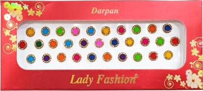 Lady FASHION Traditional Multi Shades Fancy Bindi with Round Crystal Borders MFB02 Forehead Multicolor Bindis