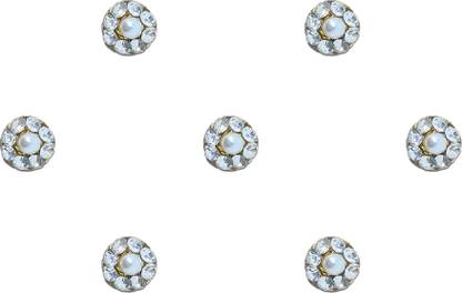 Comet Busters Round Silver Pearl Bindi With Silver Stone Border (BV606) Forehead Silver Bindis