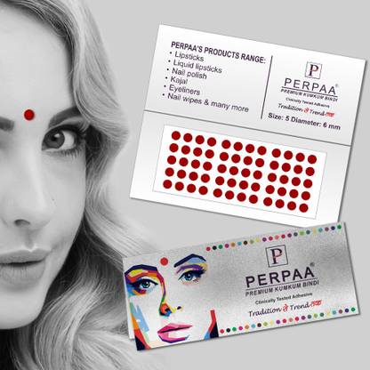 Perpaa Premium Velvet Sticker Kumkum Light Maroon Bindi Box of 15 Flaps for Women,Ladies, Girls (Size 5 Diameter 6mm) Maroon Bindis
