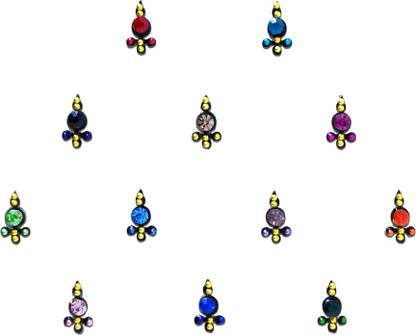 Comet Busters Handcrafted Black Bindis With Colored Stones (BV1122) Forehead Black Bindis