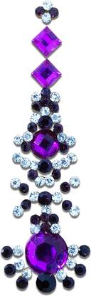 Comet Busters Premium Long Purple Bridal Bindi Studded with Silver Stones (20 mm) (BV344) Forehead Purple Bindis
