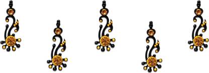 Comet Busters Black Long Bindis With Golden Stone (BV1167) Forehead Black Bindis