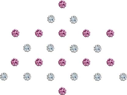 Comet Busters Fancy Pink and Silver Diamond Dot Bindi For Women (BV078) Forehead Multicolor Bindis