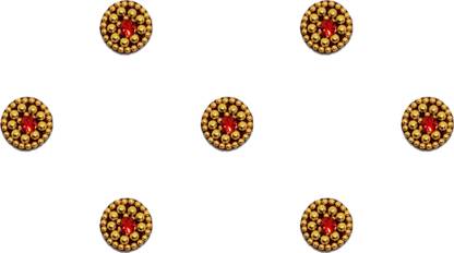 Comet Busters Round Maroon Bindi for Women With Beautiful Gold Bead Work (7mm) (BV1460) Forehead Maroon Bindis