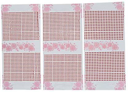 SAMELON Regular Round Plain Red Matching Color Bindi For Women (Set of 3) (Size -9) Women Red Bindis