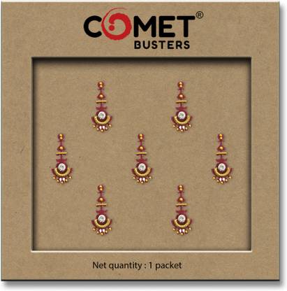 Comet Busters Long Red Traditional Bindi with Silver Stone (BV1550) Forehead Red Bindis