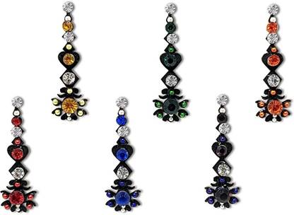 Comet Busters Handcrafted Black Bindis with Multicolor Stones (BV1929) Forehead Black Bindis