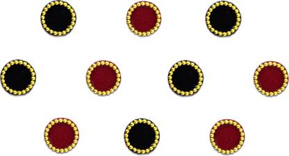 Comet Busters Round Beautiful Black and Maroon Bindi With Gold Beads Border (6 mm) (BV192) Forehead Multicolor Bindis