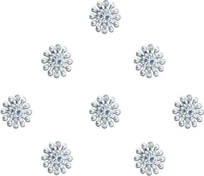 Comet Busters Round Fancy Silver Bindi (8 mm) (BV373) Forehead Silver Bindis