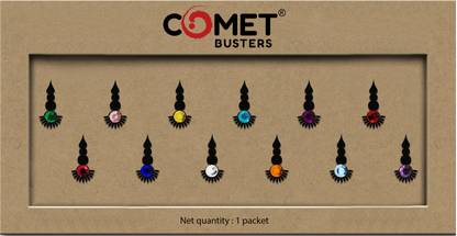 Comet Busters Beautiful Black Bindi With Multicolor Stones (BV308) Forehead Black Bindis
