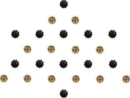 Comet Busters Partywear Black and Golden Diamond Dot Bindi For Women (BV085) Forehead Multicolor Bindis