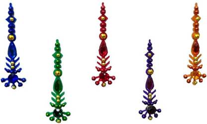 Comet Busters Multicolor Long Bindis With Stone Work (BIN1096) Forehead Multicolor Bindis