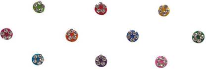 Comet Busters Multicolor Round Bindis With Silver Stone Border (4 mm) Forehead Multicolor Bindis